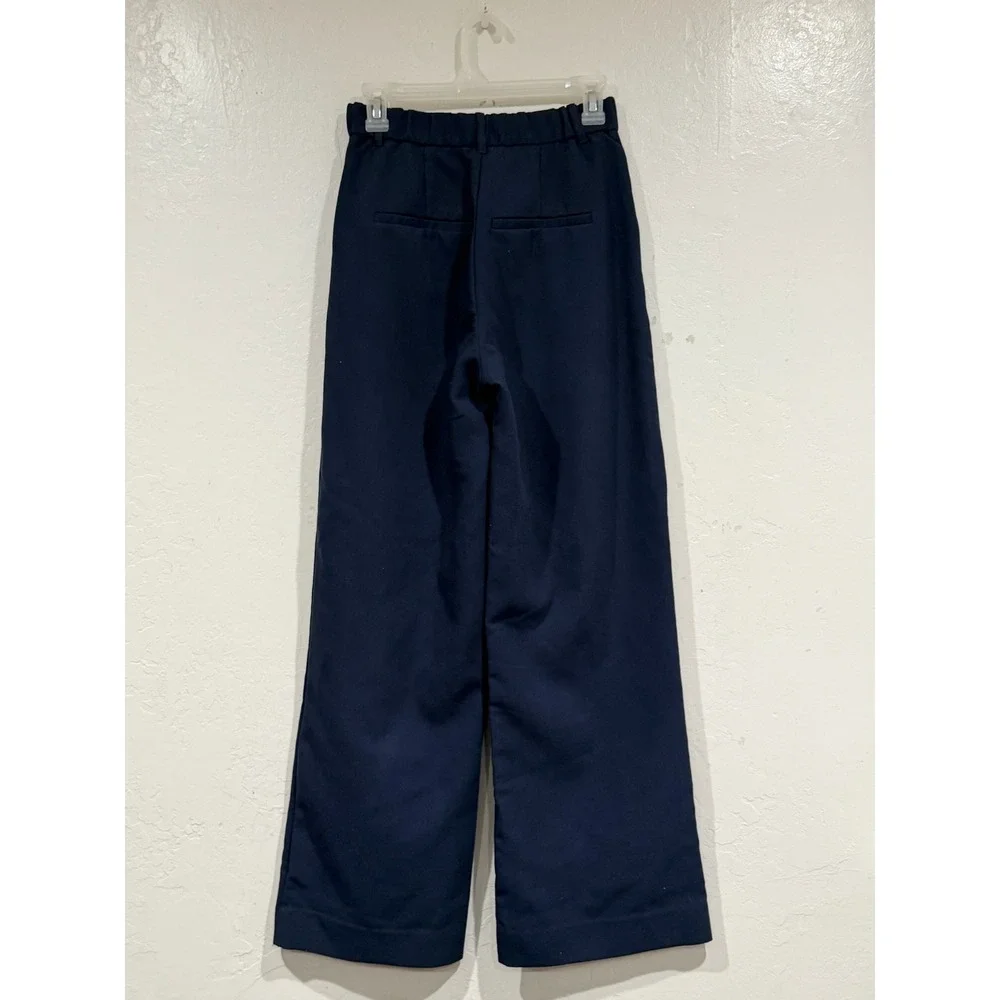 Abercrombie & Fitch Navy Blue High Rise Pleated Wide Leg Trousers Size 4 27